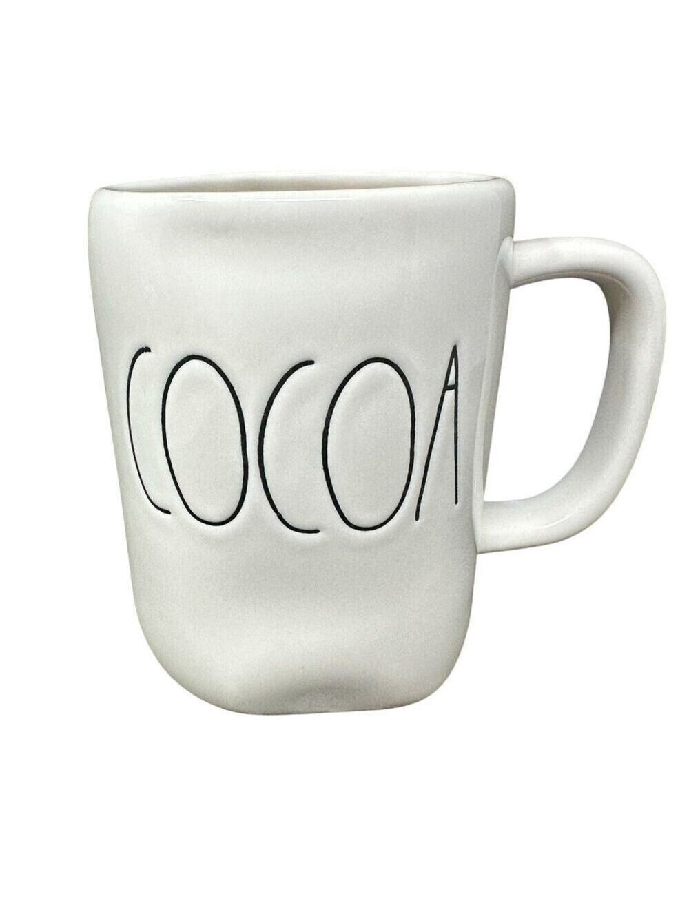 Rae Dunn COCOA Mug Large White Ceramic Christmas 16oz Coffee Tea Cup Gift Holida